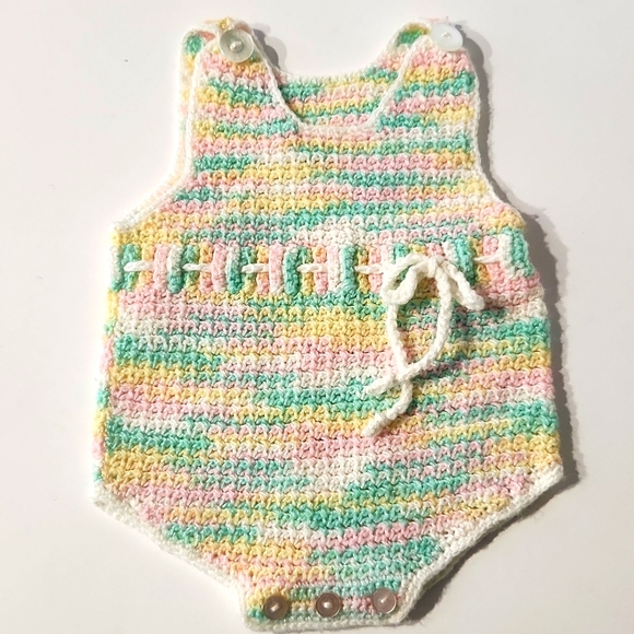 Knitted Spring Variegated Pastel Baby Romper - Picture 10 of 10